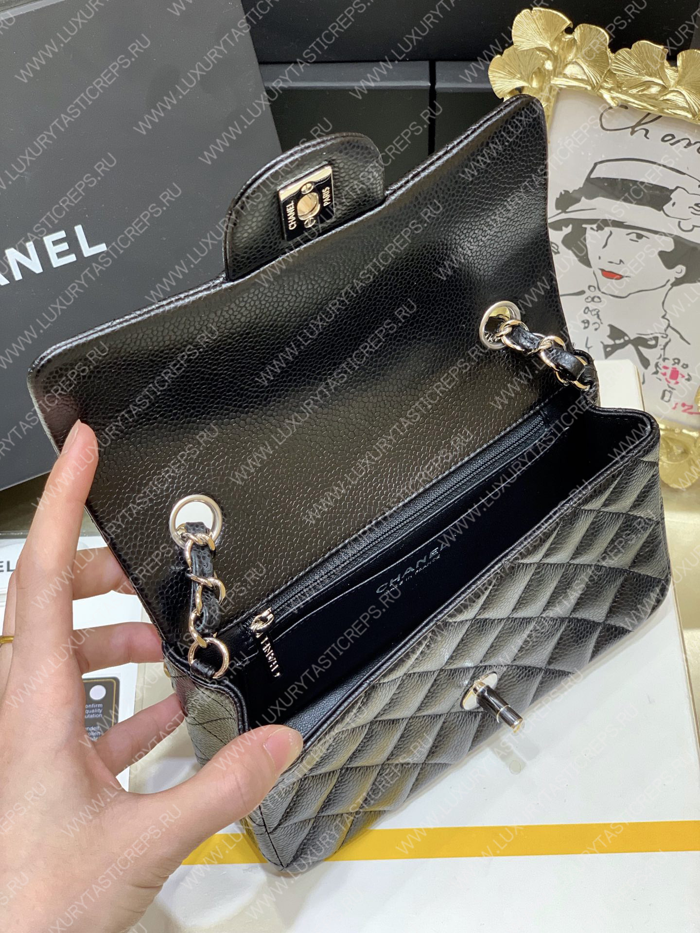Ch*el classic flap bag black a01116