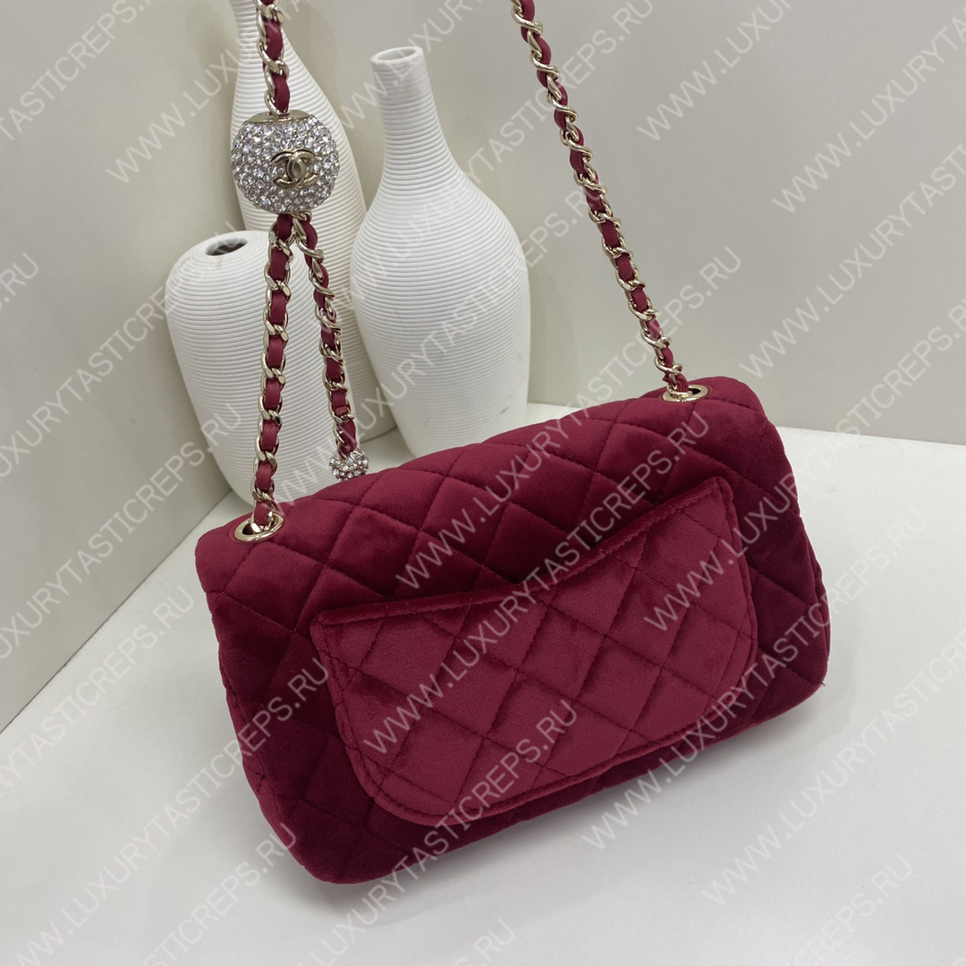 Ch*el classic handbag maroon a01112