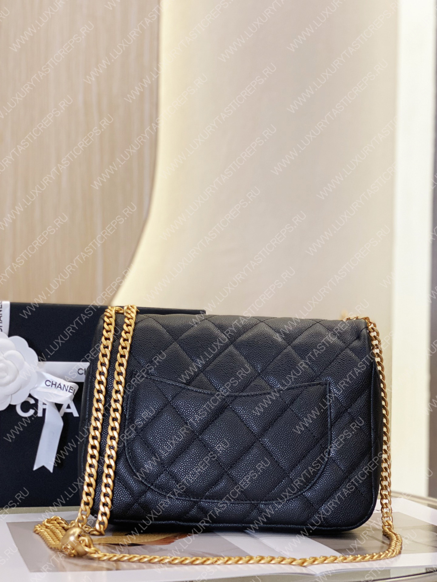 Ch*el mini flap bag navy blue as3757