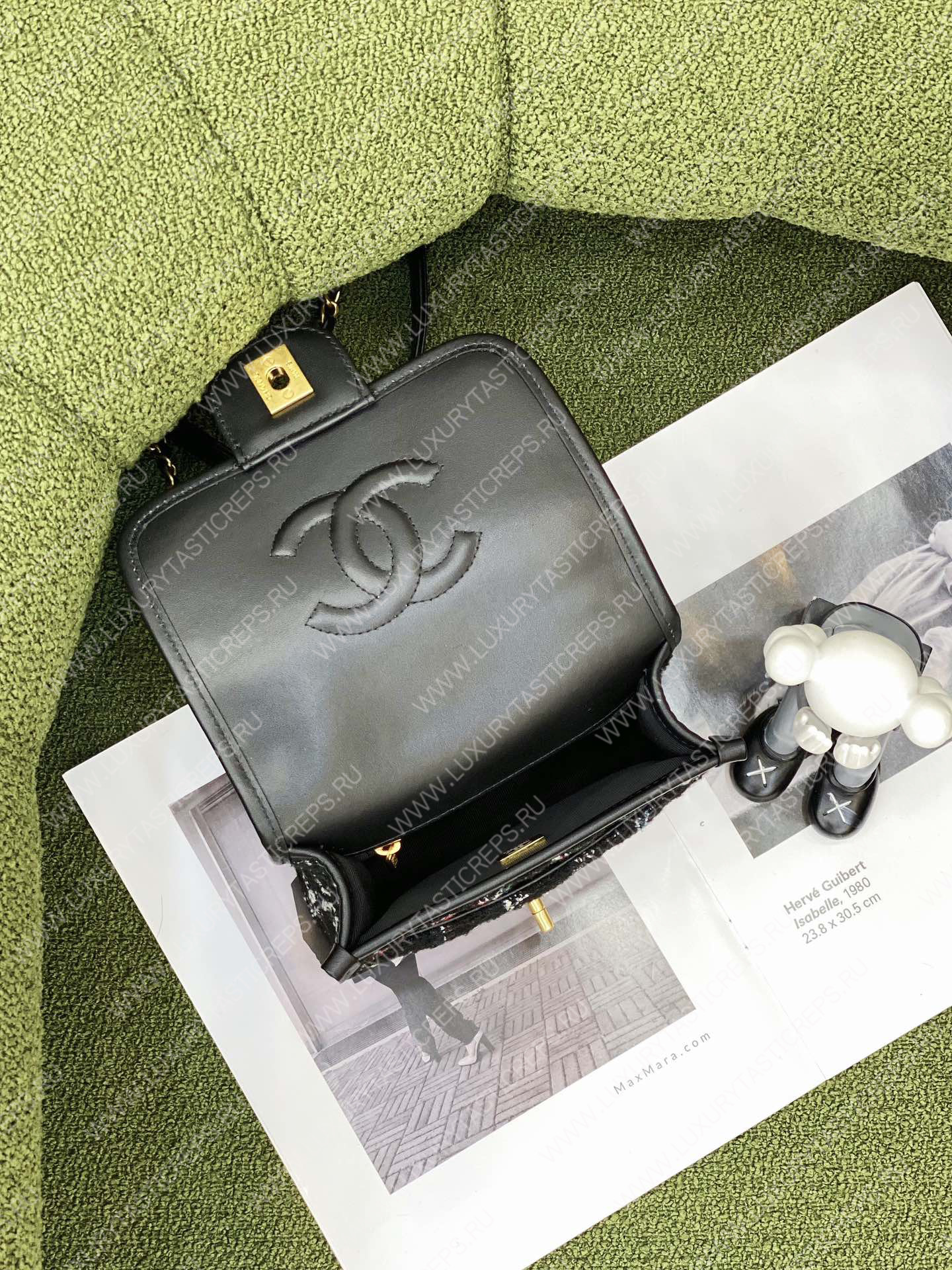 Ch*el mini flap bag with top handle black as3653