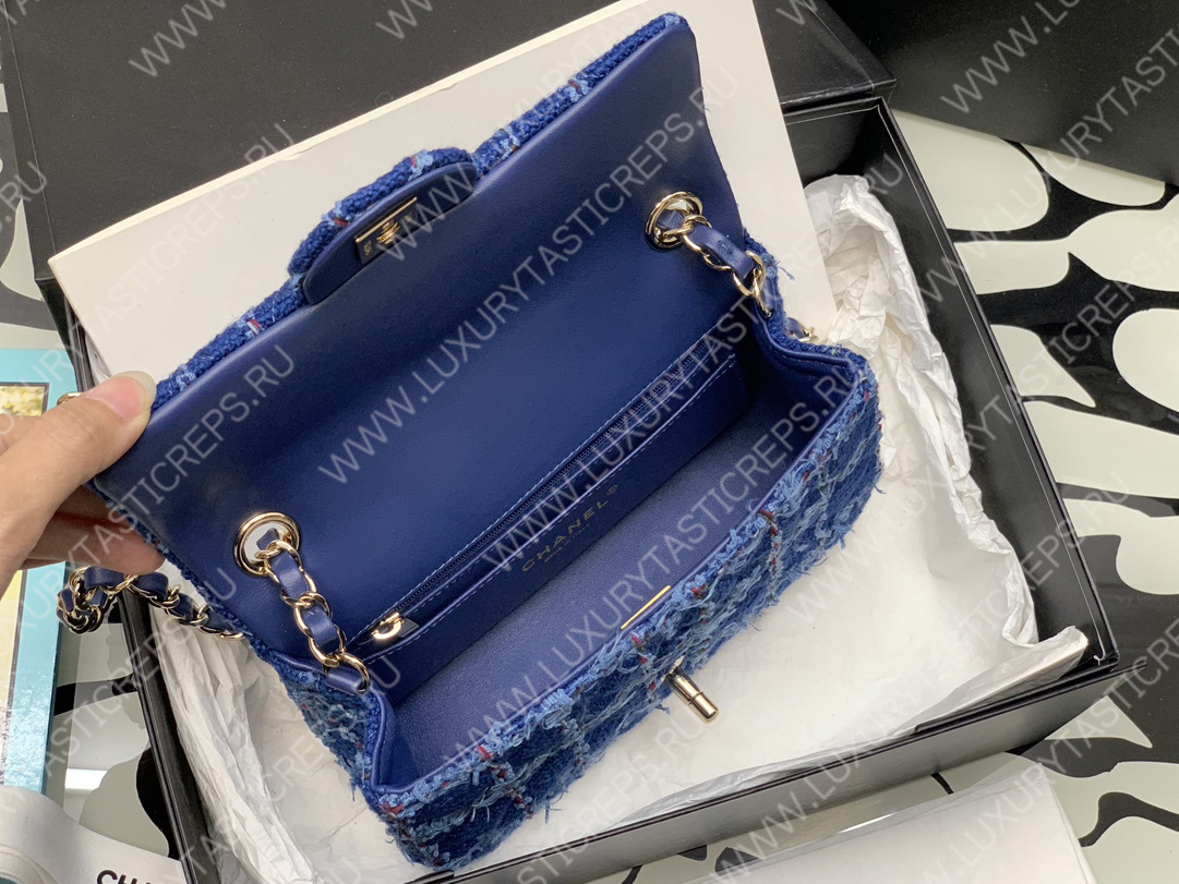Ch*el mini flap bag blue a69900