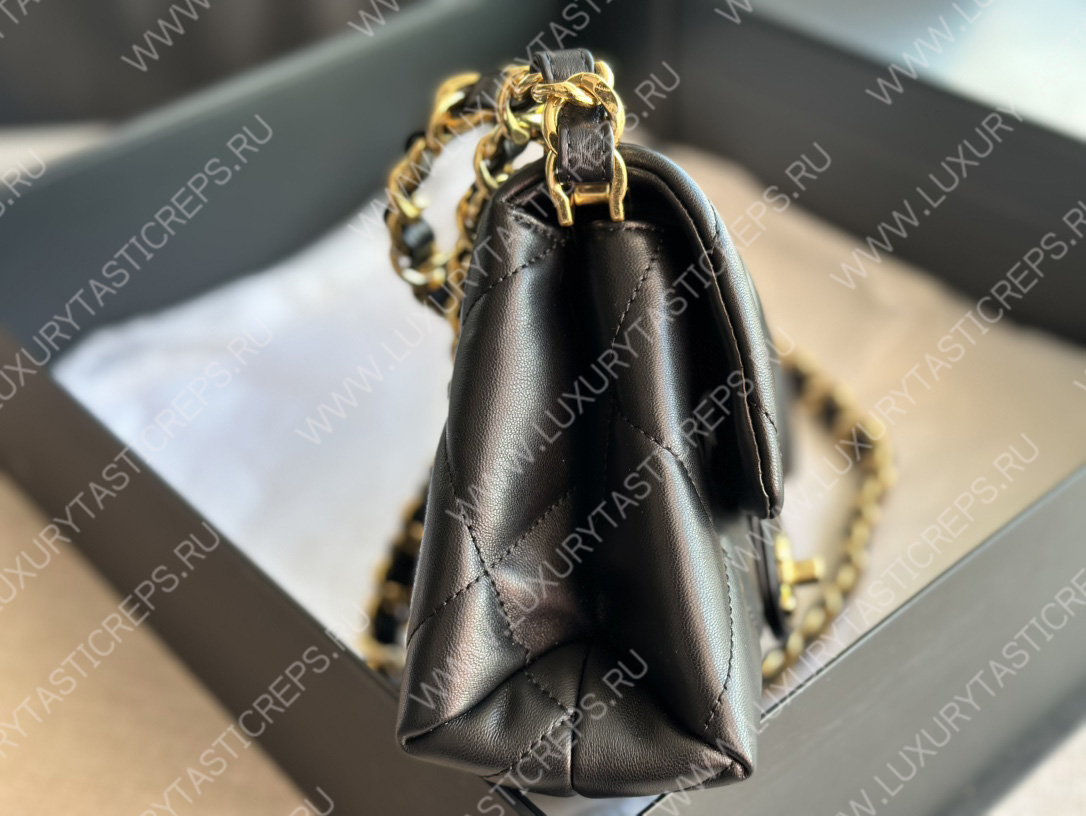 Ch*el pearl crush mini flap bag black as1160