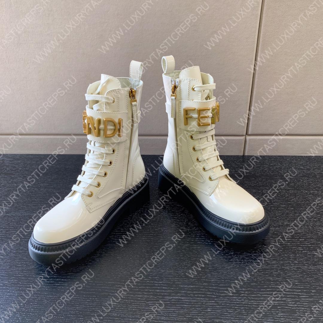 F**di leather biker boots white 8t8355