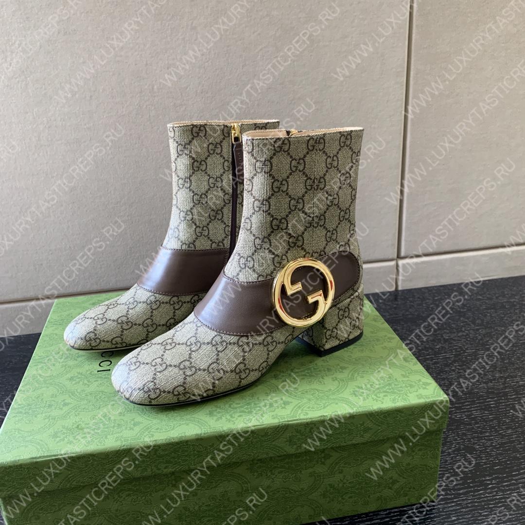 G*u*i blondie ankle boot beige and ebony 701706