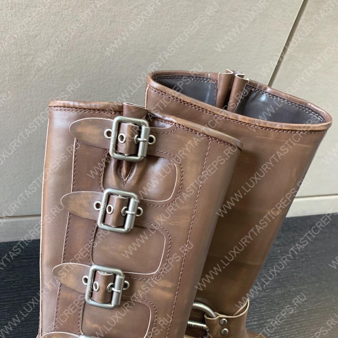 MIU MIU LEATHER BIKER BOOTS SIENNA 5W792D