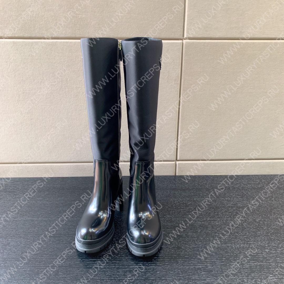 Pra*a brushed leather nylon boots black 1w411m