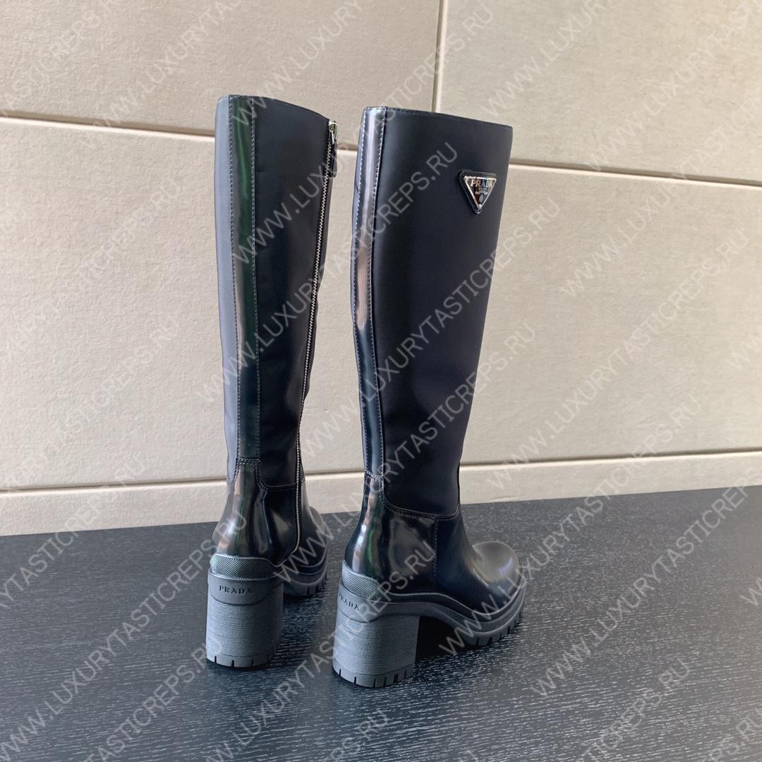 Pra*a brushed leather nylon boots black 1w411m