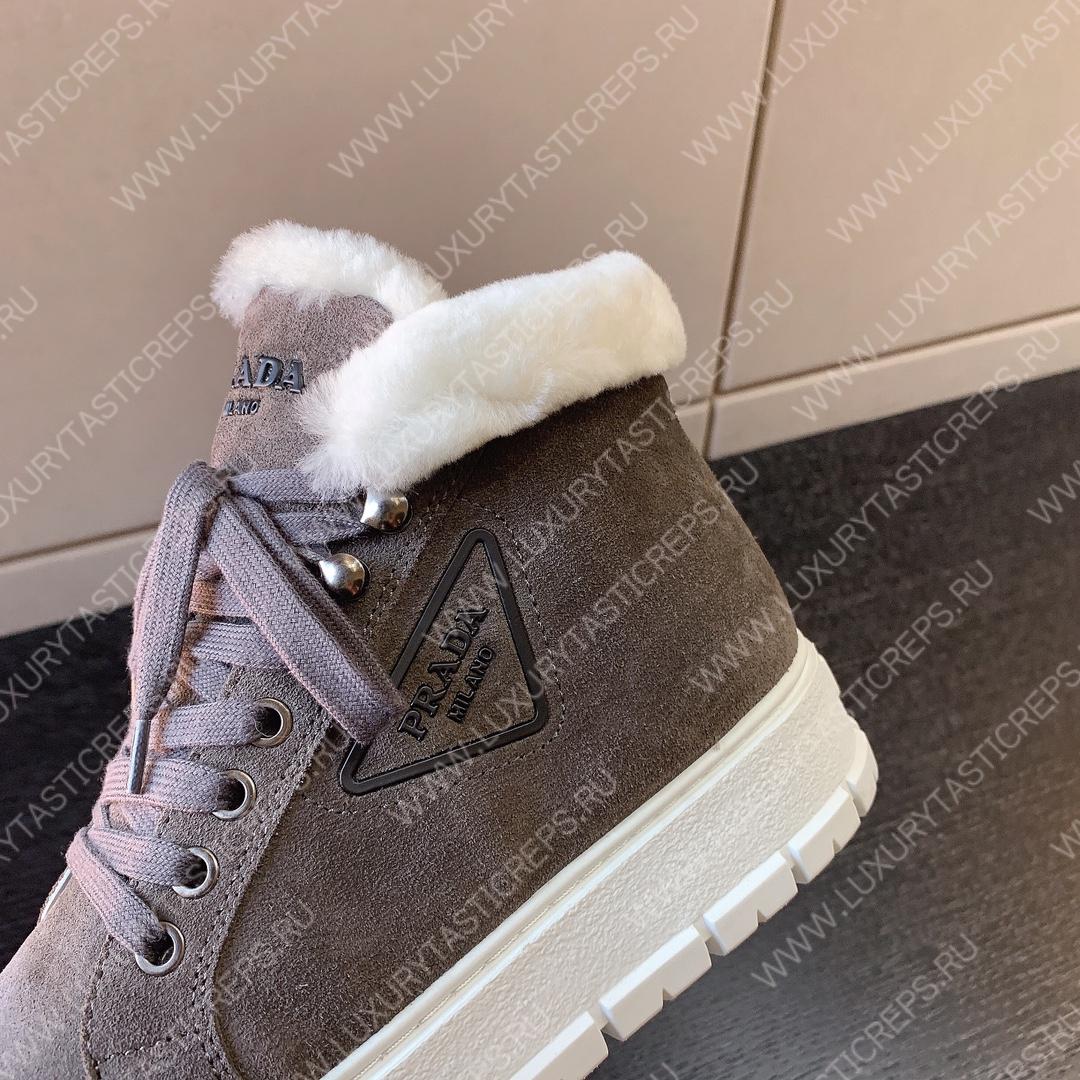 Pra*a suede lace-up booties grey 1t492m