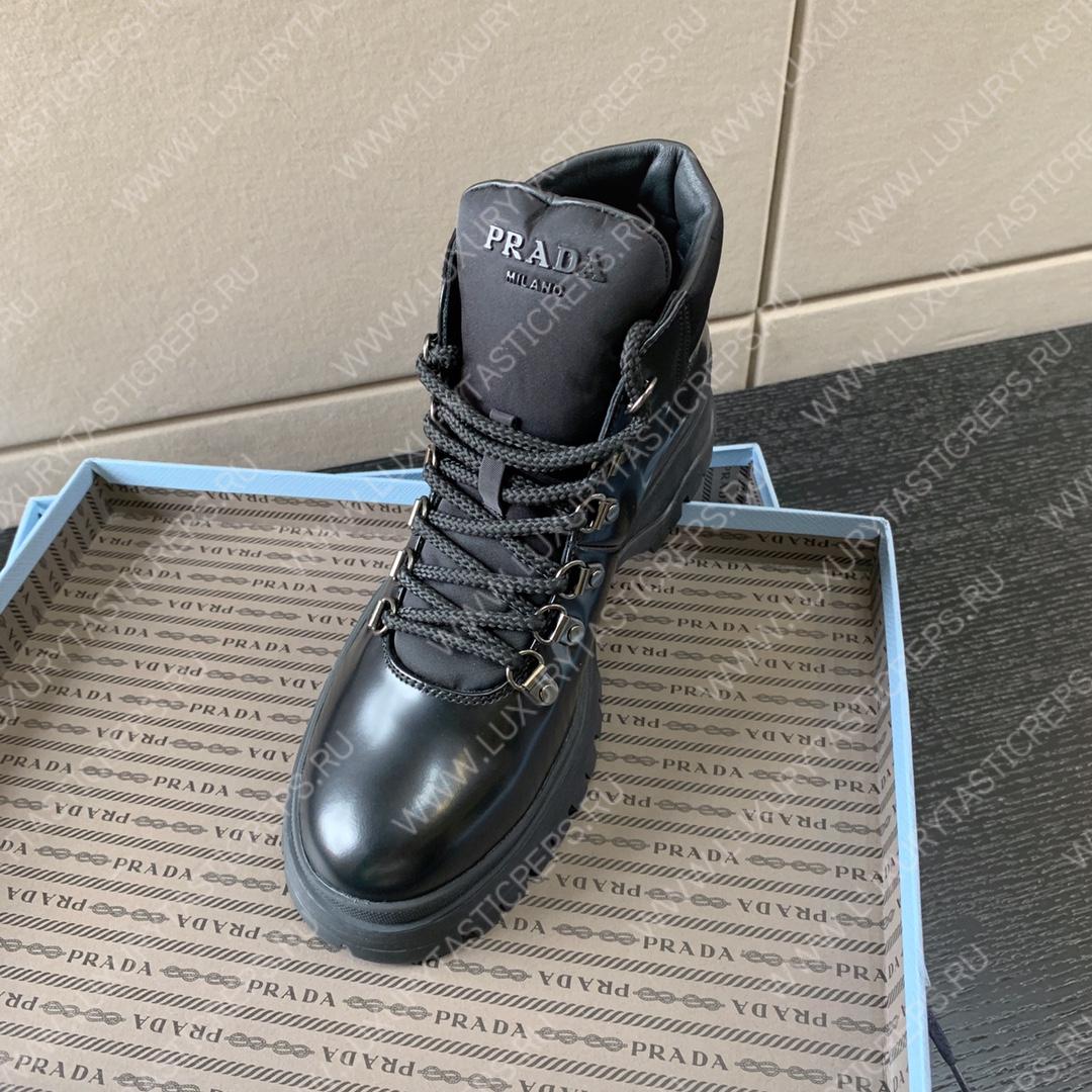 Pra*a brixxen leather and nylon booties black 1t709m