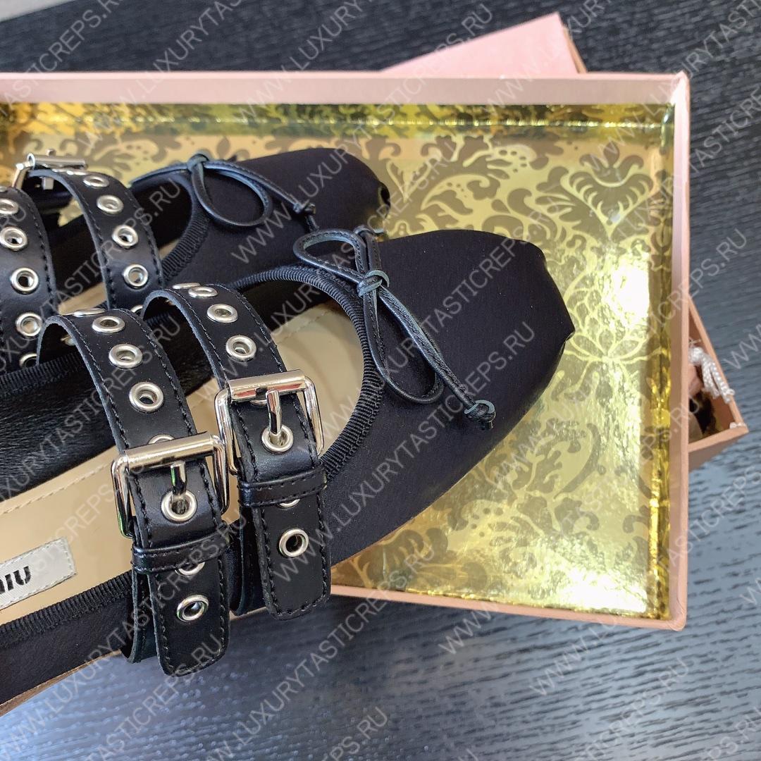 MIU MIU NAPPA LEATHER BALLERINAS BLACK 5F466A