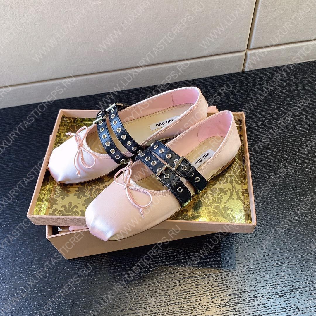 MIU MIU NAPPA LEATHER BALLERINAS PINK 5F466A