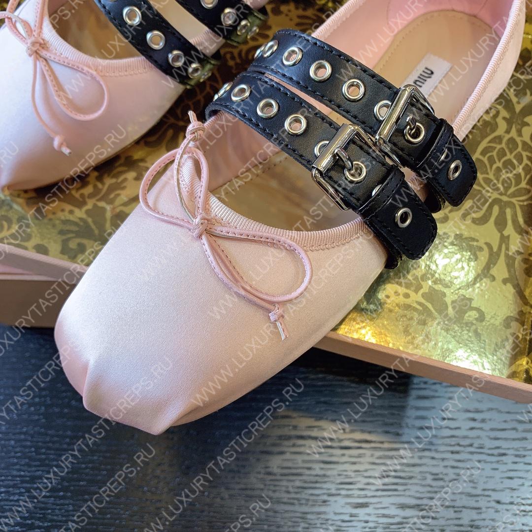 MIU MIU NAPPA LEATHER BALLERINAS PINK 5F466A