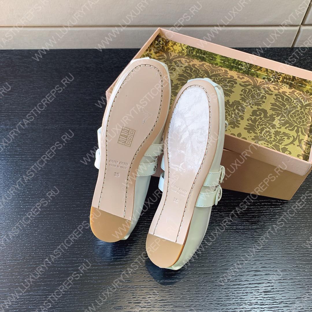 MIU MIU NAPPA LEATHER BALLERINAS WHITE 5F466A