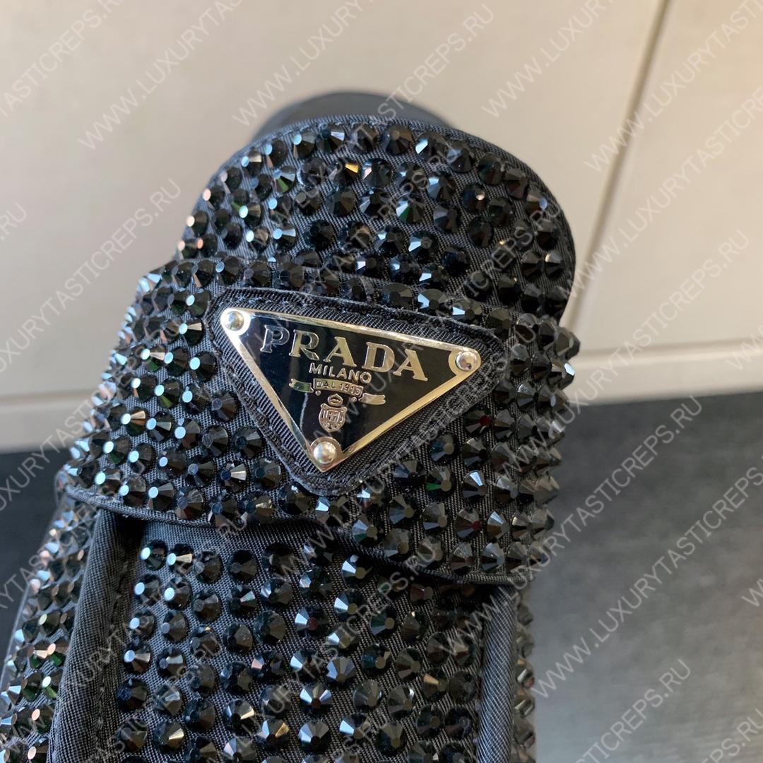 Pra*a satin mules with crystals black 1d754m