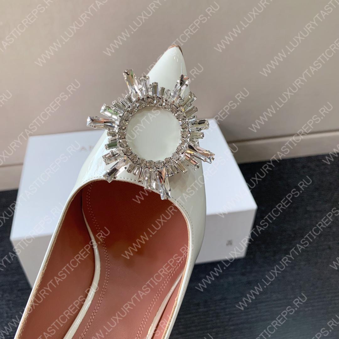 AMINA MUADDI BEGUM PATENT LEATHER PUMPS WHITE AM8001