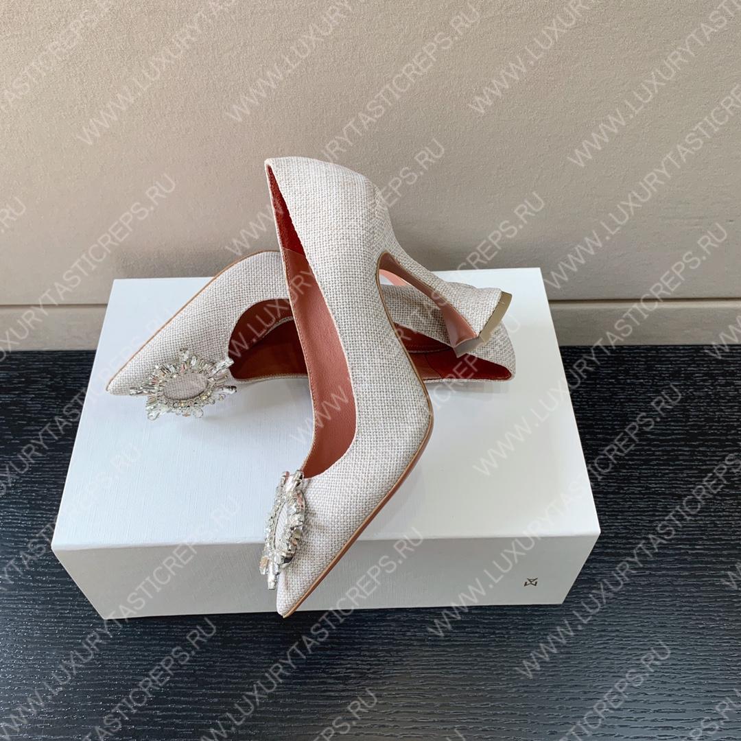 AMINA MUADDI BEGUM FABRIC PUMPS WHITE AM8001