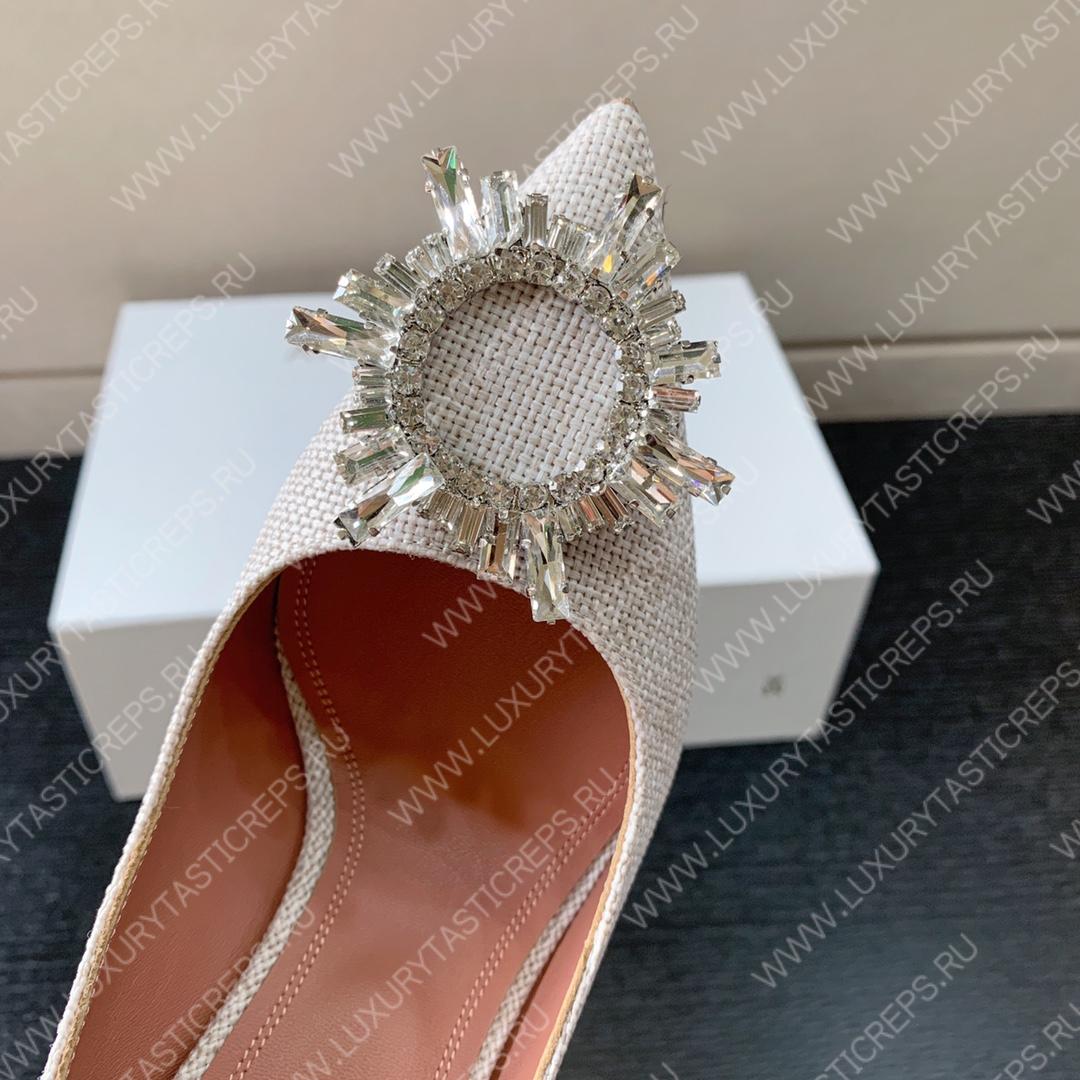AMINA MUADDI BEGUM FABRIC PUMPS WHITE AM8001