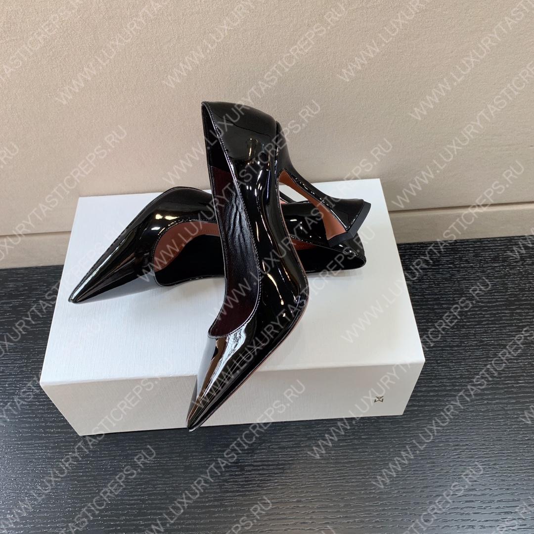 AMINA MUADDI BEGUM PATENT LEATHER PUMPS BLACK AM8001