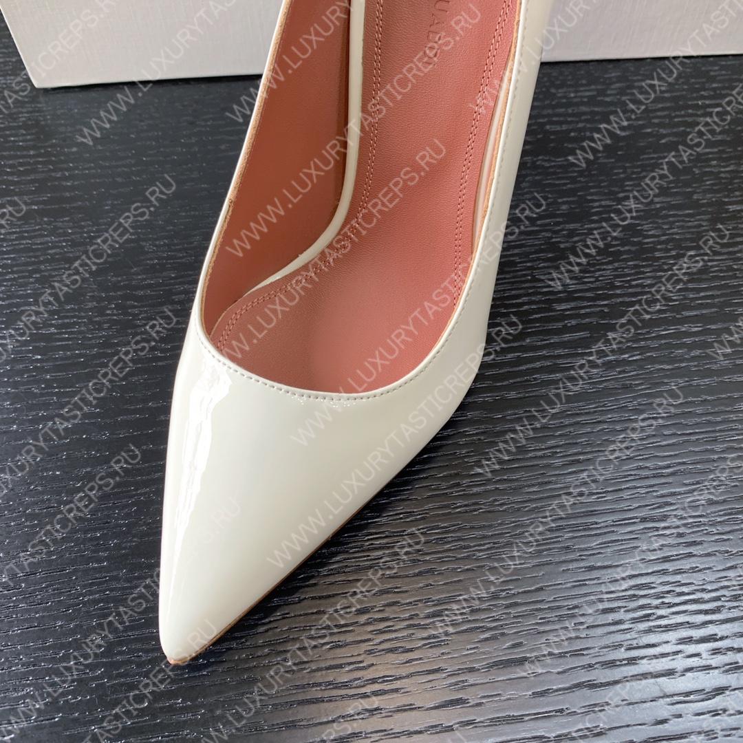 AMINA MUADDI BEGUM PATENT LEATHER PUMPS WHITE AM8001