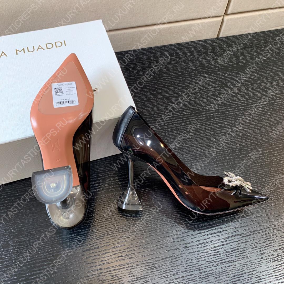 AMINA MUADDI ROSIE GLASS PUMP BLACK AM8003