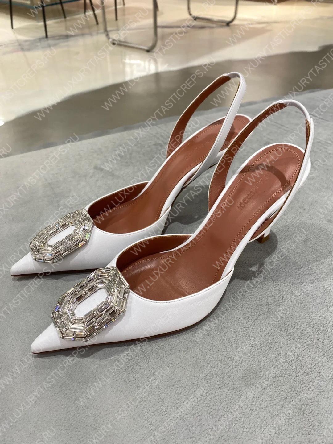 AMINA MUADDI CAMELIA 60 LEATHER SLINGBACK HEELS AM9003