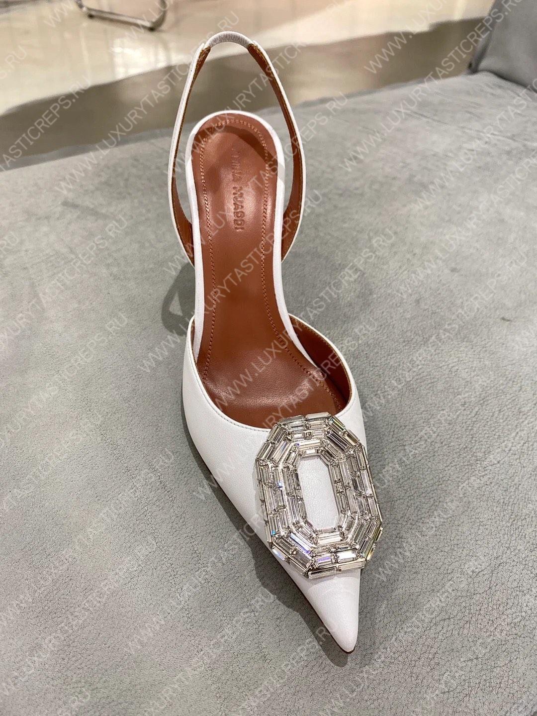 AMINA MUADDI CAMELIA 60 LEATHER SLINGBACK HEELS AM9003