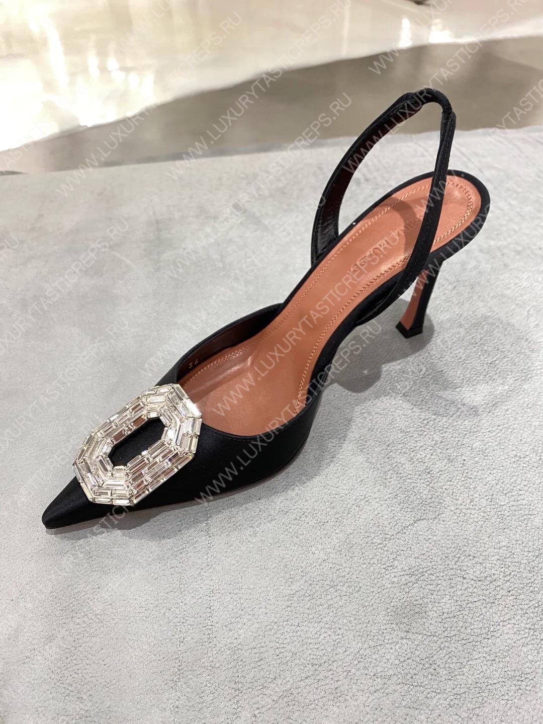 AMINA MUADDI CAMELIA 60 LEATHER SLINGBACK HEELS AM9003