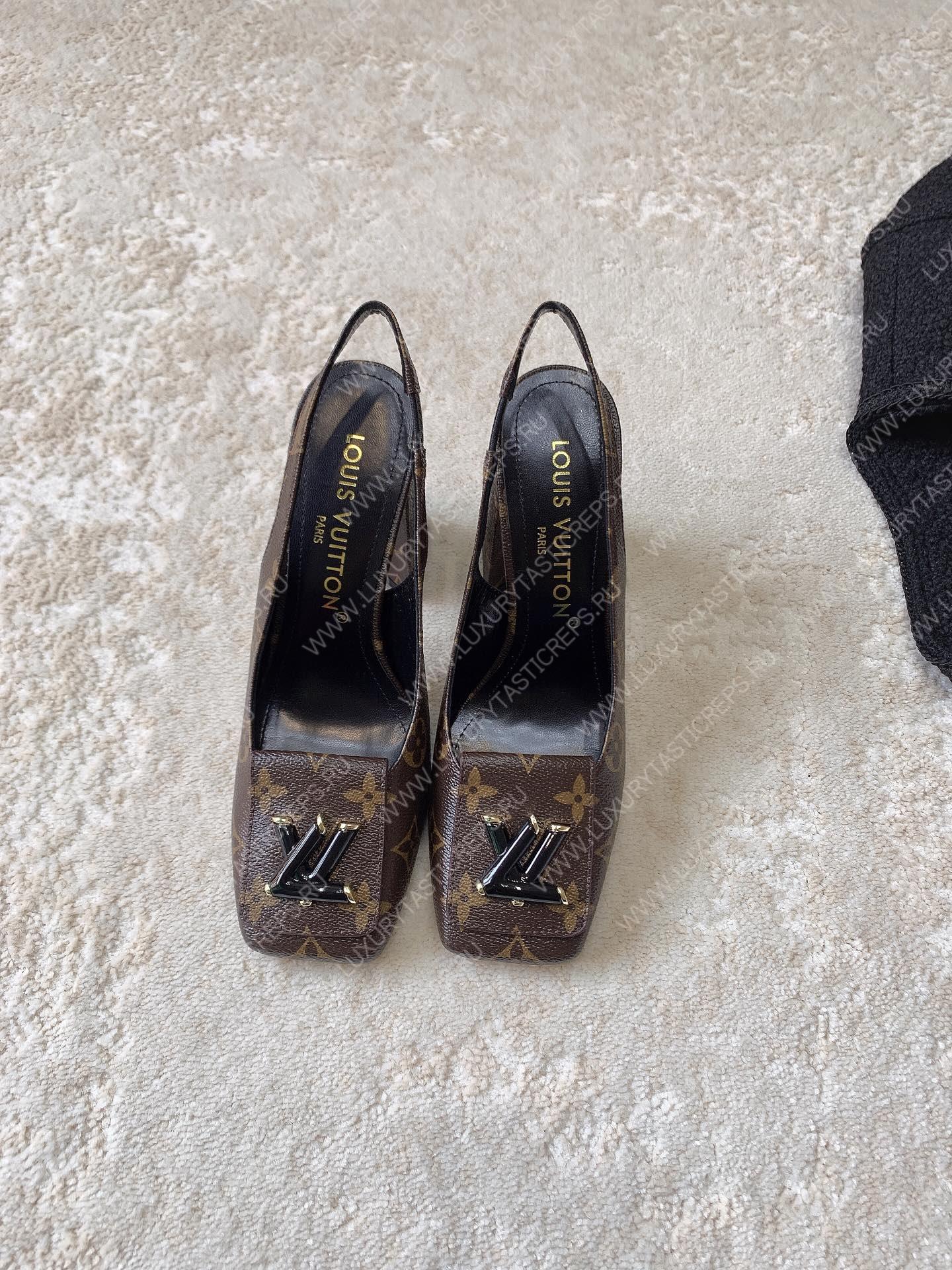 L**is vitton madeleine slingback pumps brown 1a65og