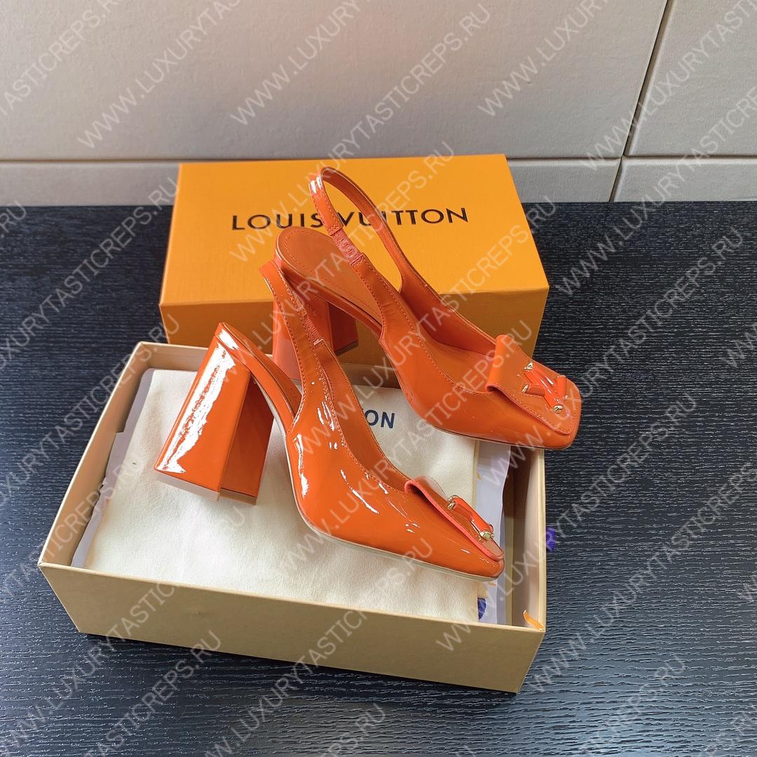 L**is vitton madeleine slingback pumps leather orange 1a65og