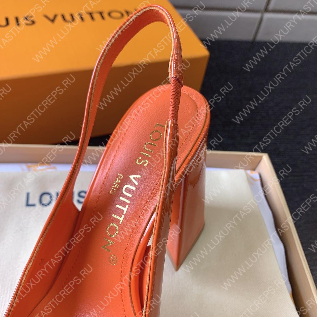 L**is vitton madeleine slingback pumps leather orange 1a65og