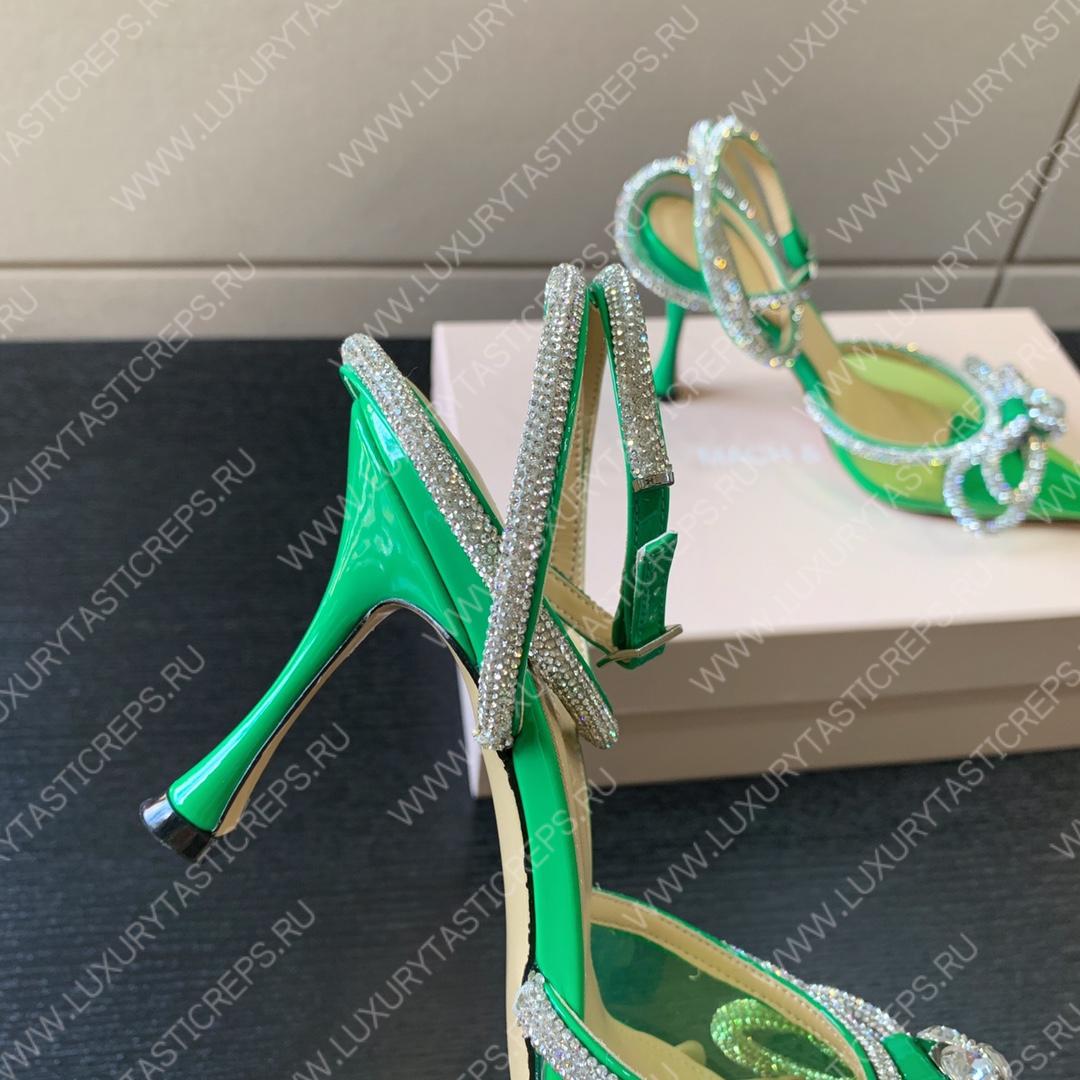 MACH AND MACH DOUBLE BOW 110 CRYSTAL SATIN PUMPS GREEN FW200235