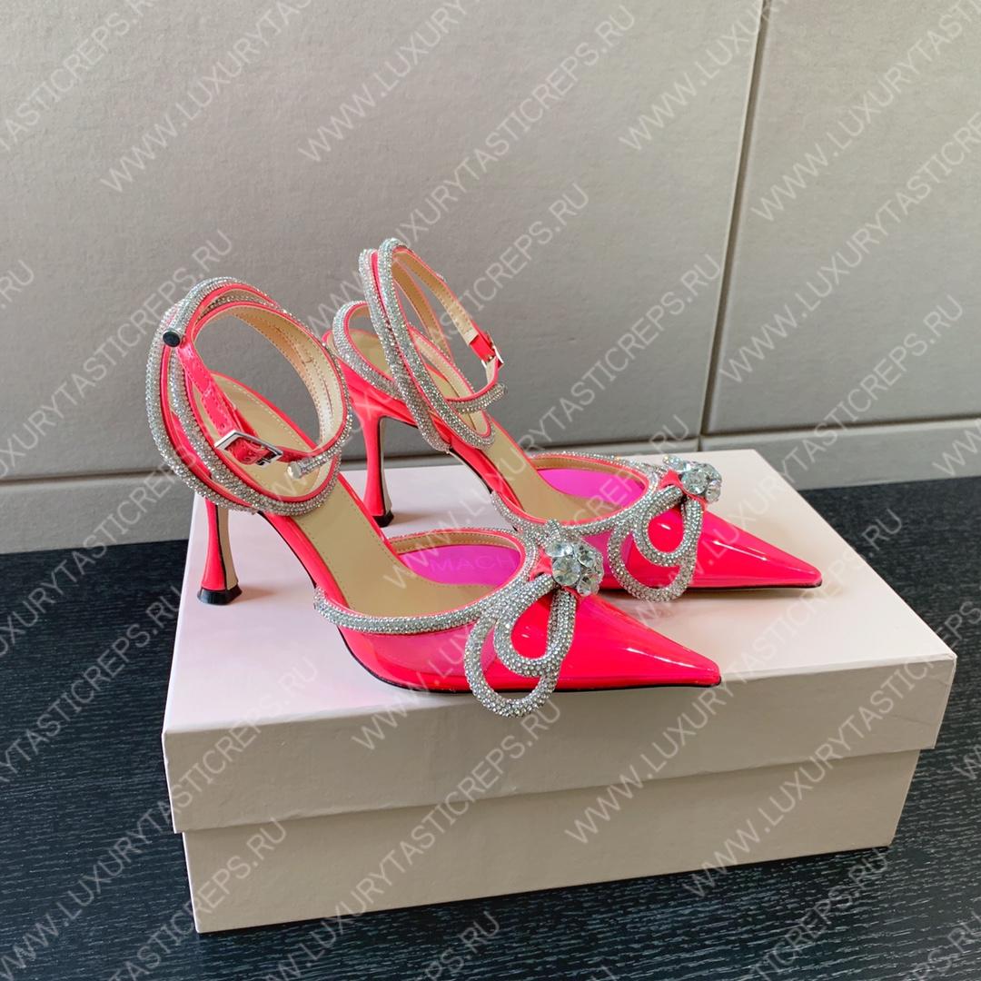 MACH AND MACH DOUBLE BOW 110 CRYSTAL SATIN PUMPS PINK FW200235