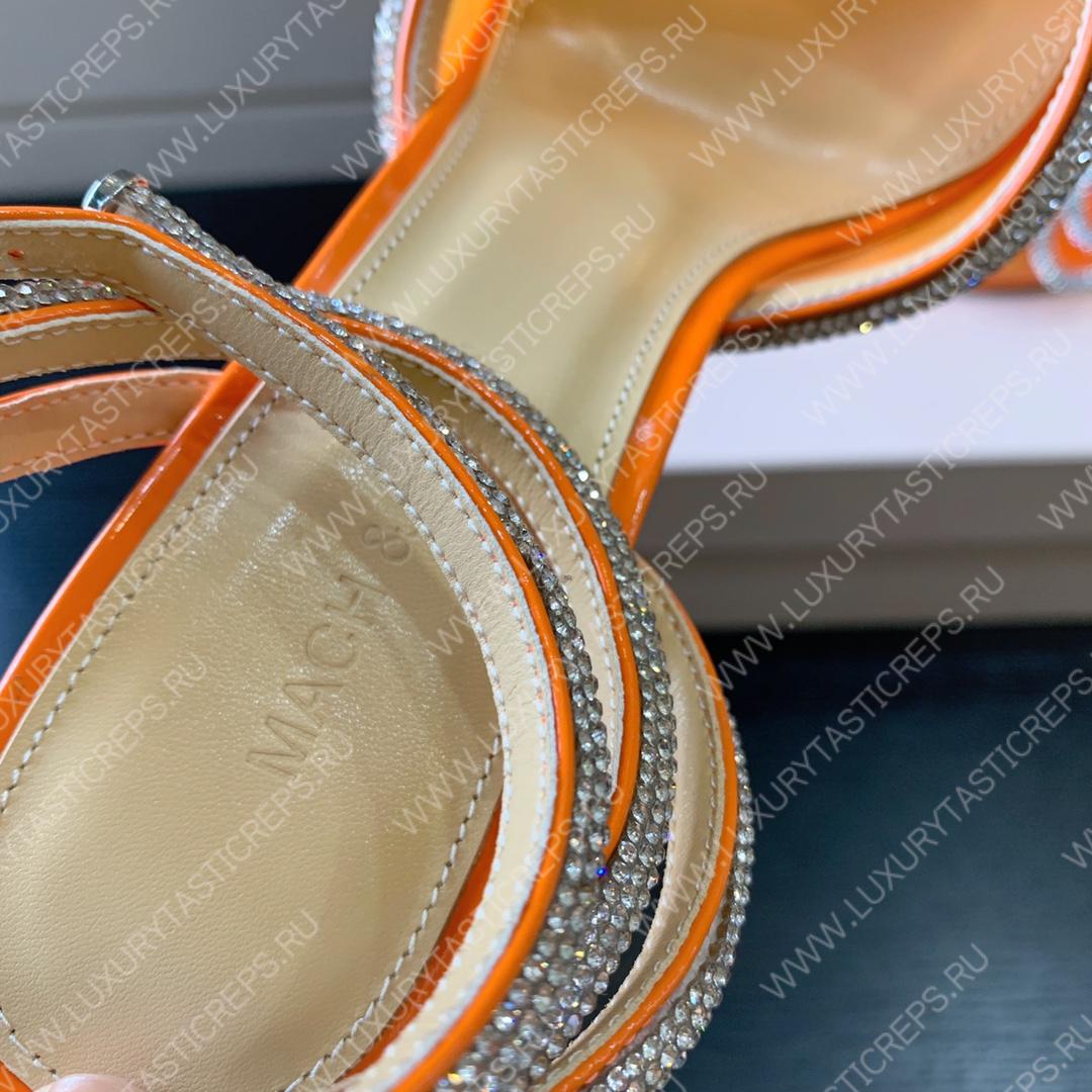 MACH AND MACH DOUBLE BOW 110 CRYSTAL SATIN PUMPS ORANGE FW200235