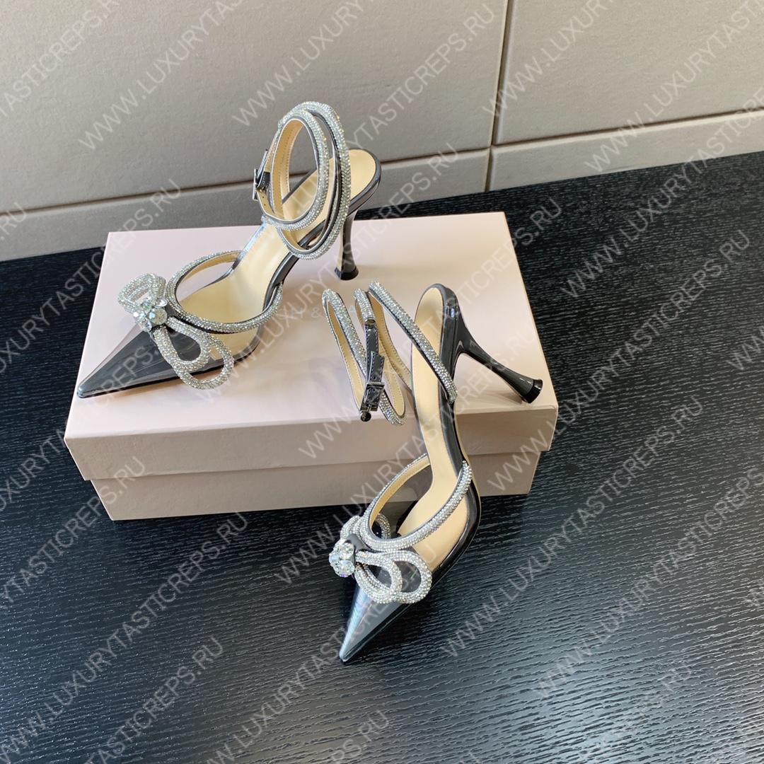 MACH AND MACH DOUBLE BOW 110 CRYSTAL SATIN PUMPS GREY FW200235