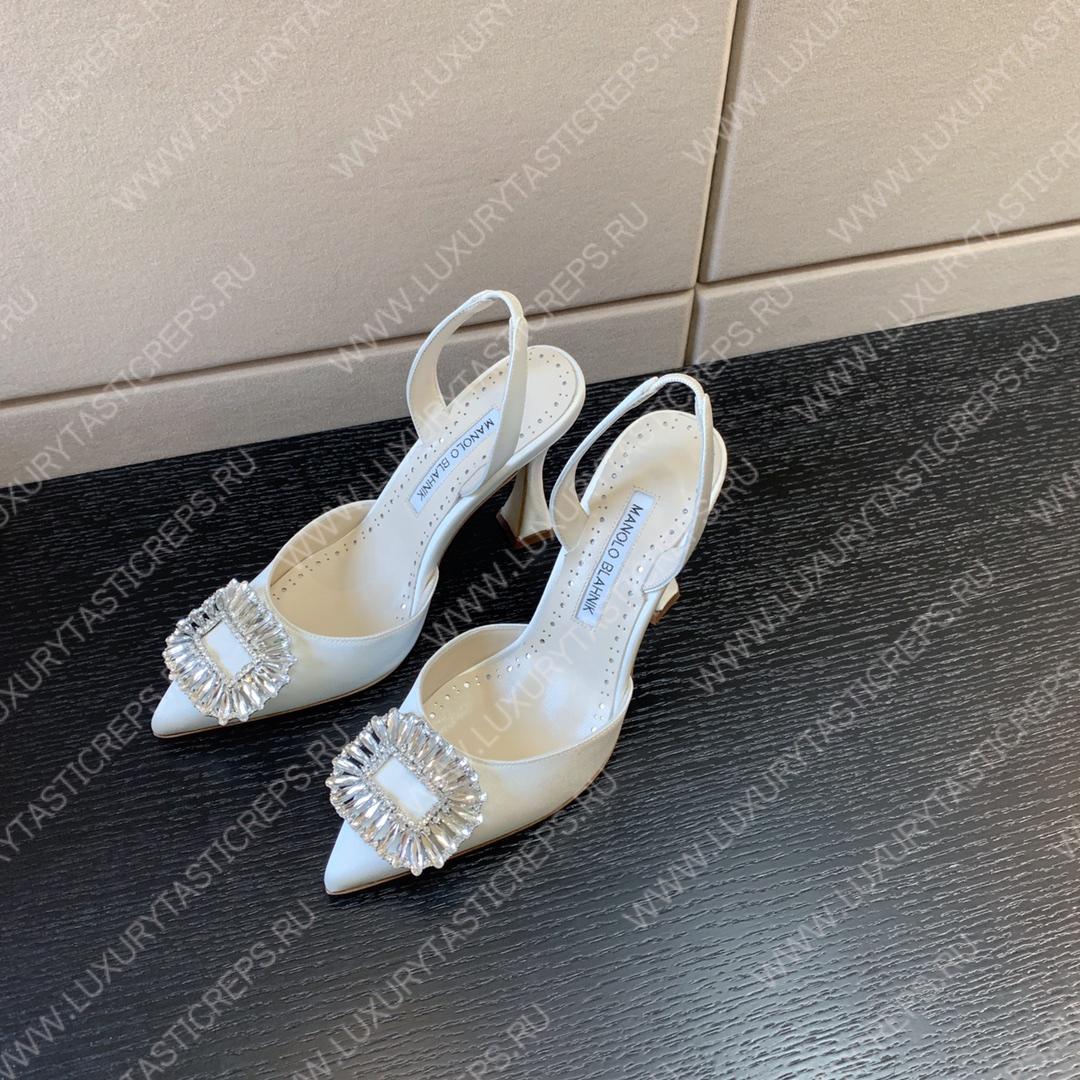 MANOLO BLAHNIK PRIETASLI SLINGBACK PUMPS WHITE 419-0473-0005