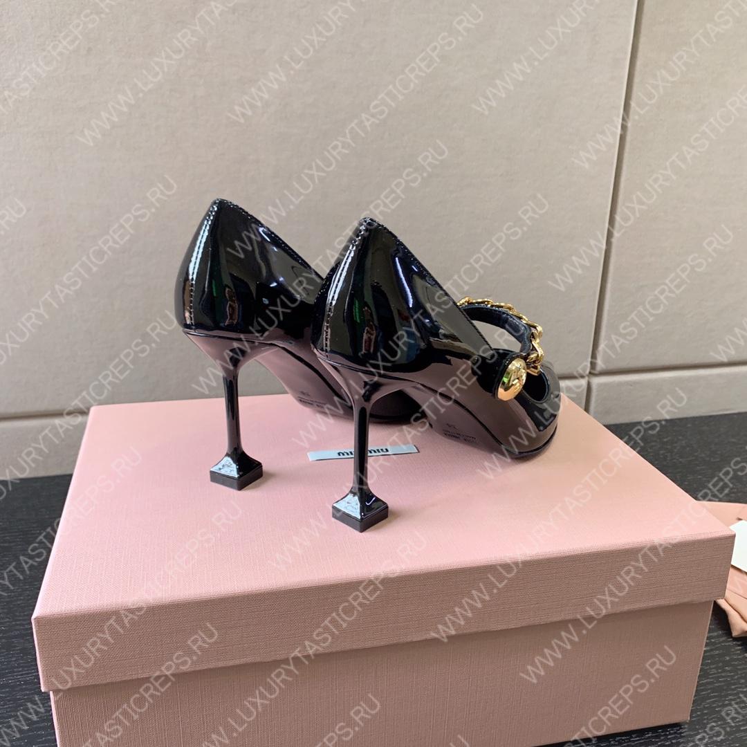 MIU MIU PATENT LEATHER PUMPS BLACK 5I814D