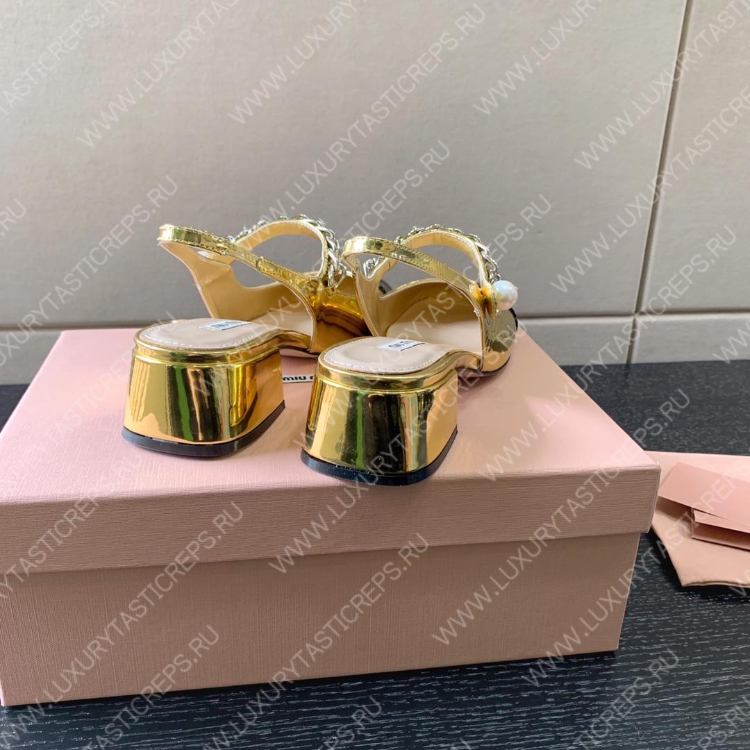 MIU MIU SLINGBACK PUMPS ALABASTER GOLD 5I460D
