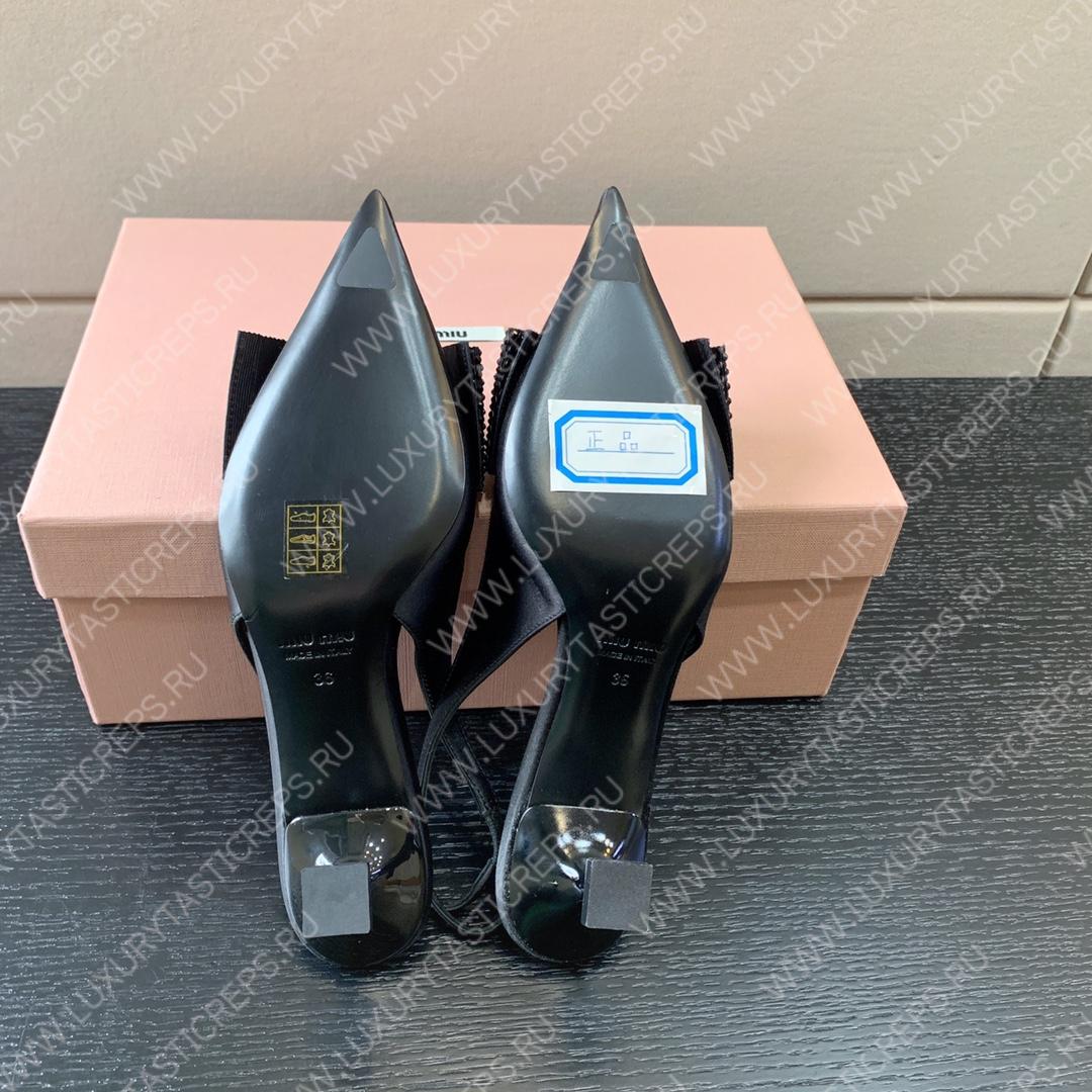 MIU MIU SLINGBACK BOW PUMPS BLACK 5I811D