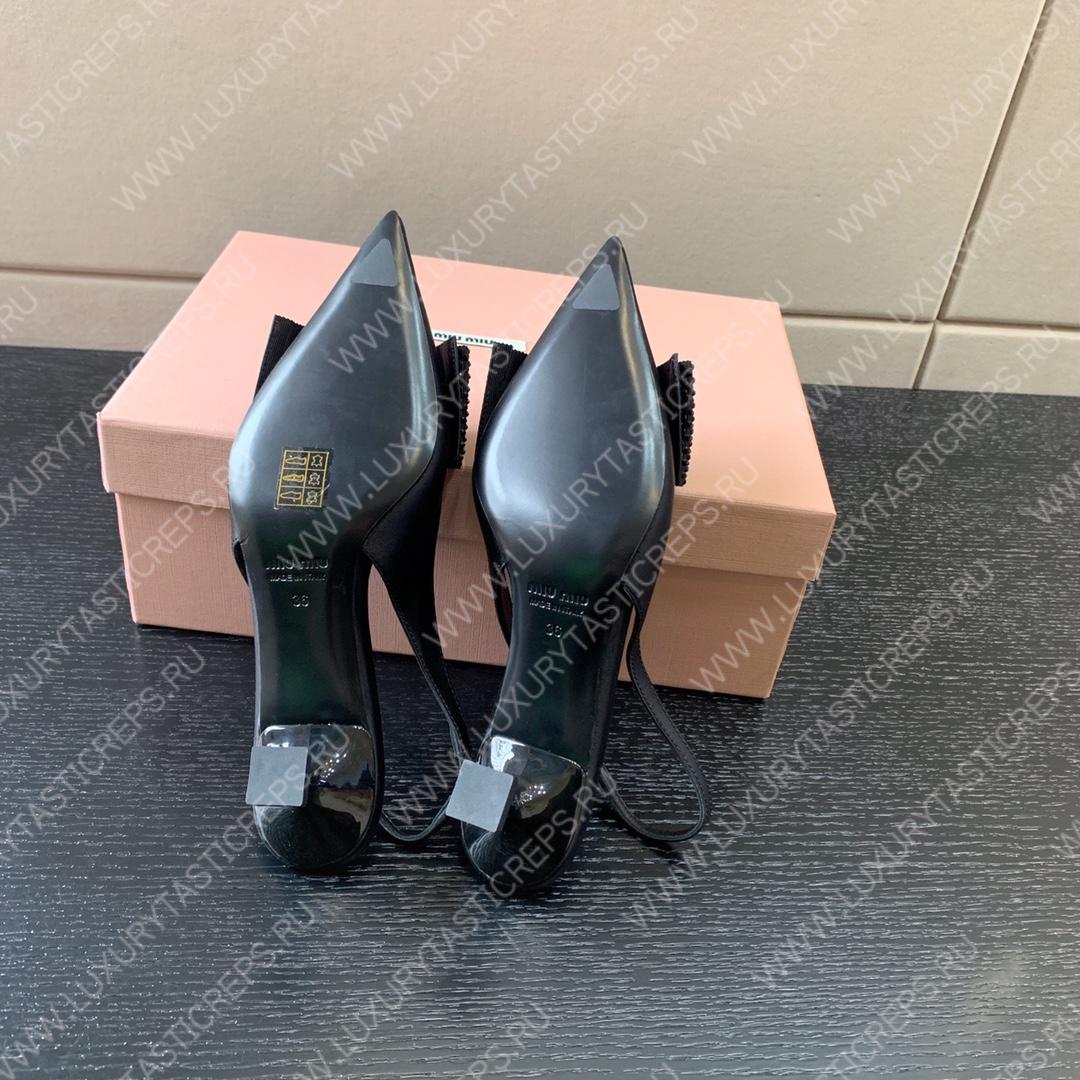 MIU MIU SLINGBACK BOW PUMPS BLACK 5I811D