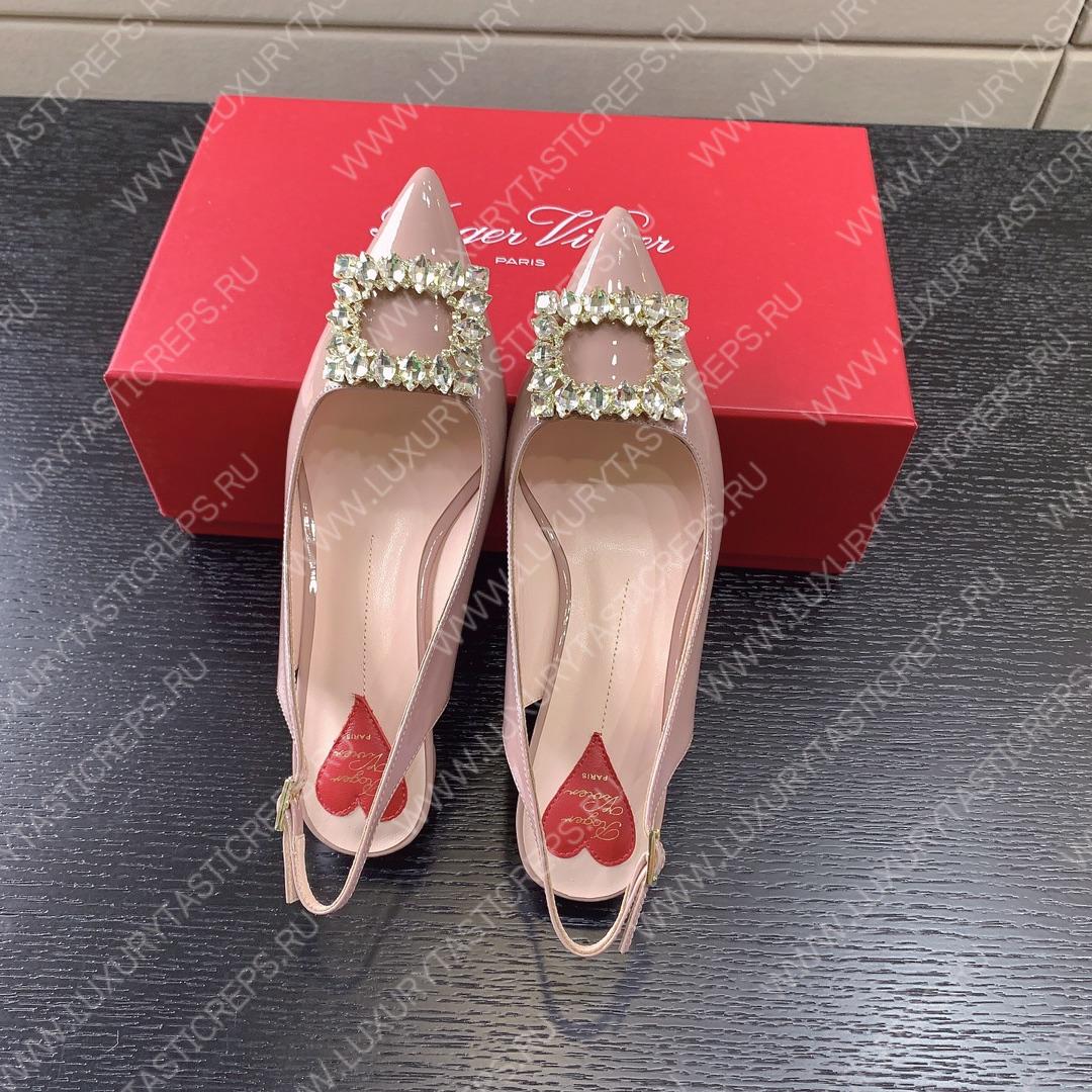 ROGER VIVER SLINGBACK PUMPS LEATHER LIGHT BEIGE RVW6383
