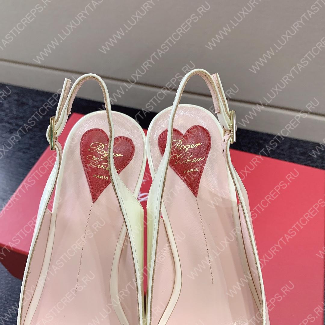 ROGER VIVER SLINGBACK PUMPS LEATHER WHITE RVW6383