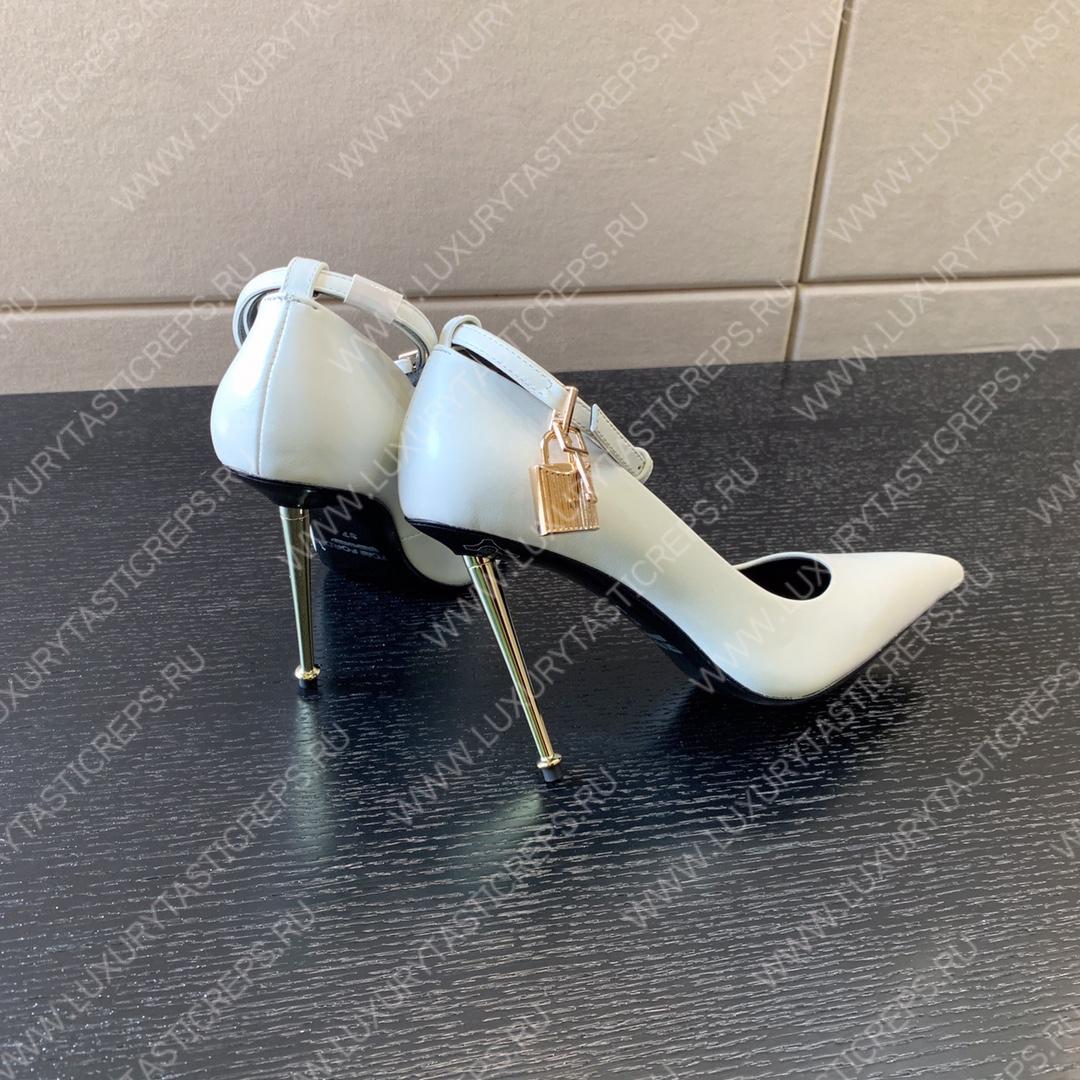 TOM FORD PADLOCK POINTY PUMP WHITE W2271T