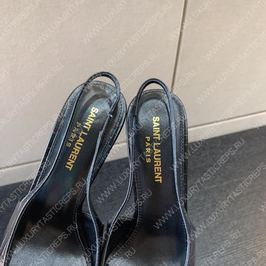 YVES SAINT LAURENT SEVERINE CROC EMBOSSED PUMP BLACK 7091741TVKK