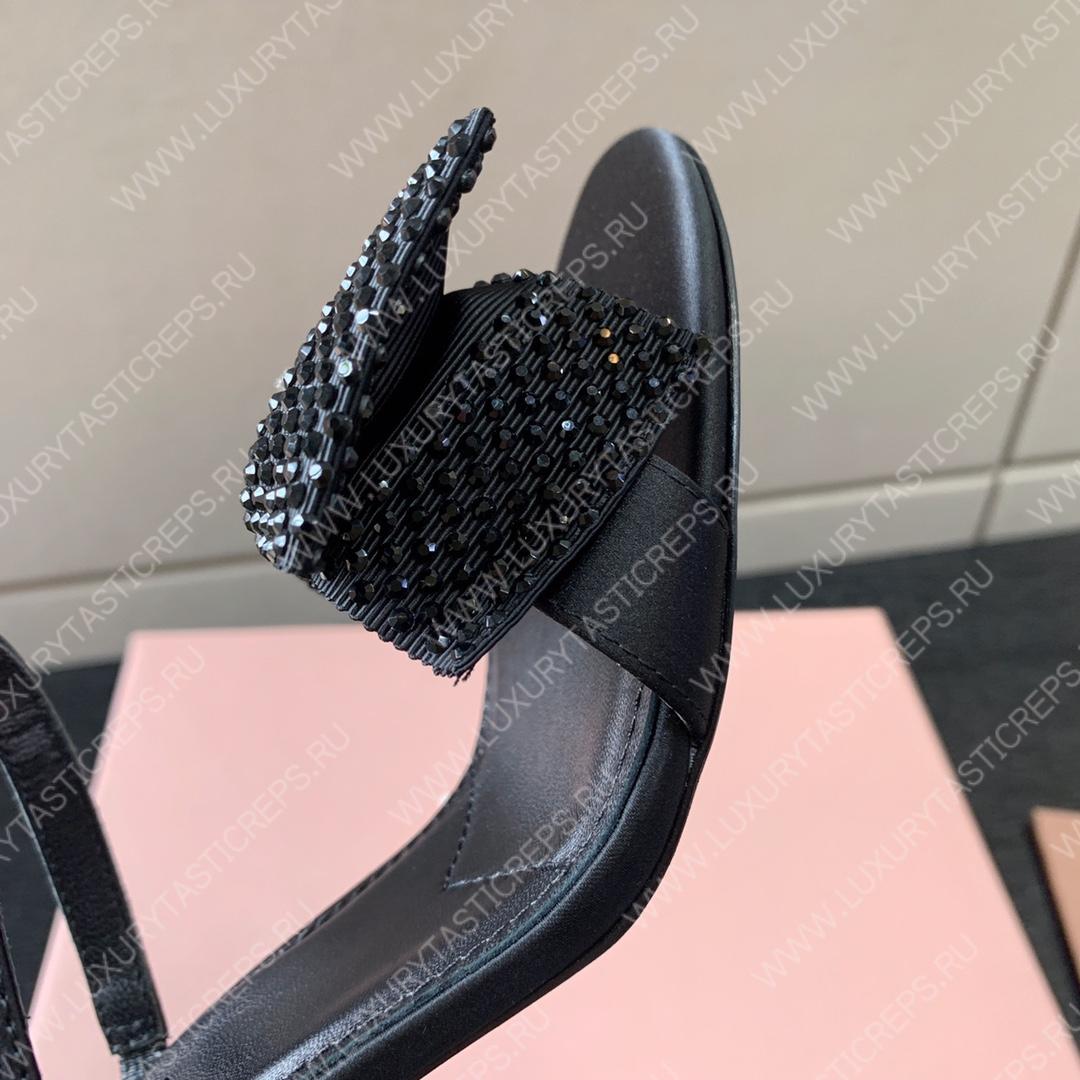 MIU MIU SATIN BOW SANDAL BLACK 5XX571