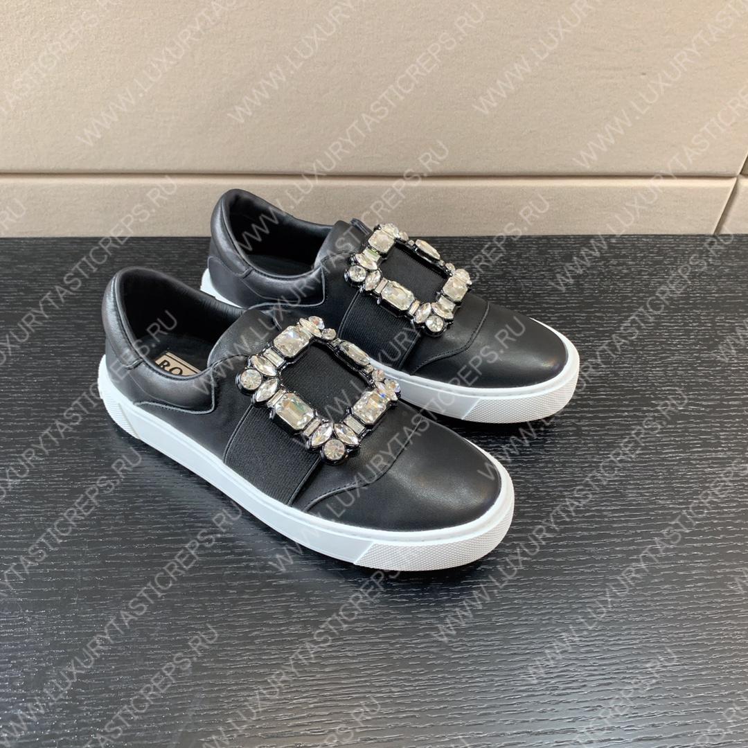 ROGER VIVIER STRASS BUCKLE SNEAKERS BLACK RVW6873