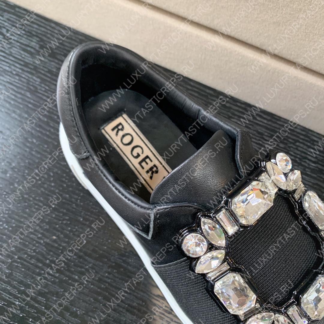 ROGER VIVIER STRASS BUCKLE SNEAKERS BLACK RVW6873