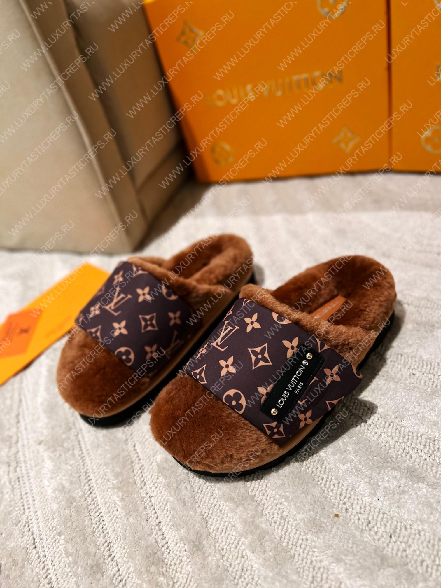 l**is V*t*n slipper pillow flat comfort mule brown 1aam3k