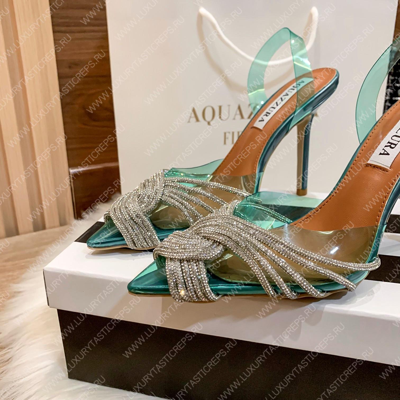 AQUAZZURA GATSBY SLING 105 BLUE GASHIGL0