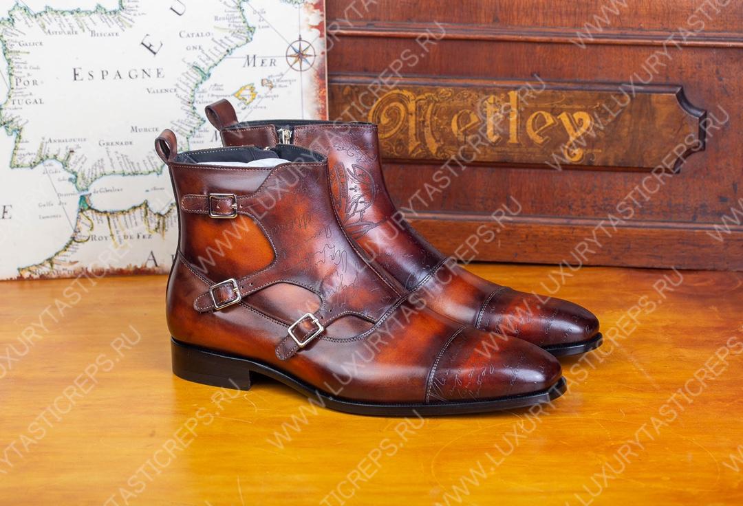 BERLUTI SCRITTO LEATHER BOOT BROWN S5891-V2