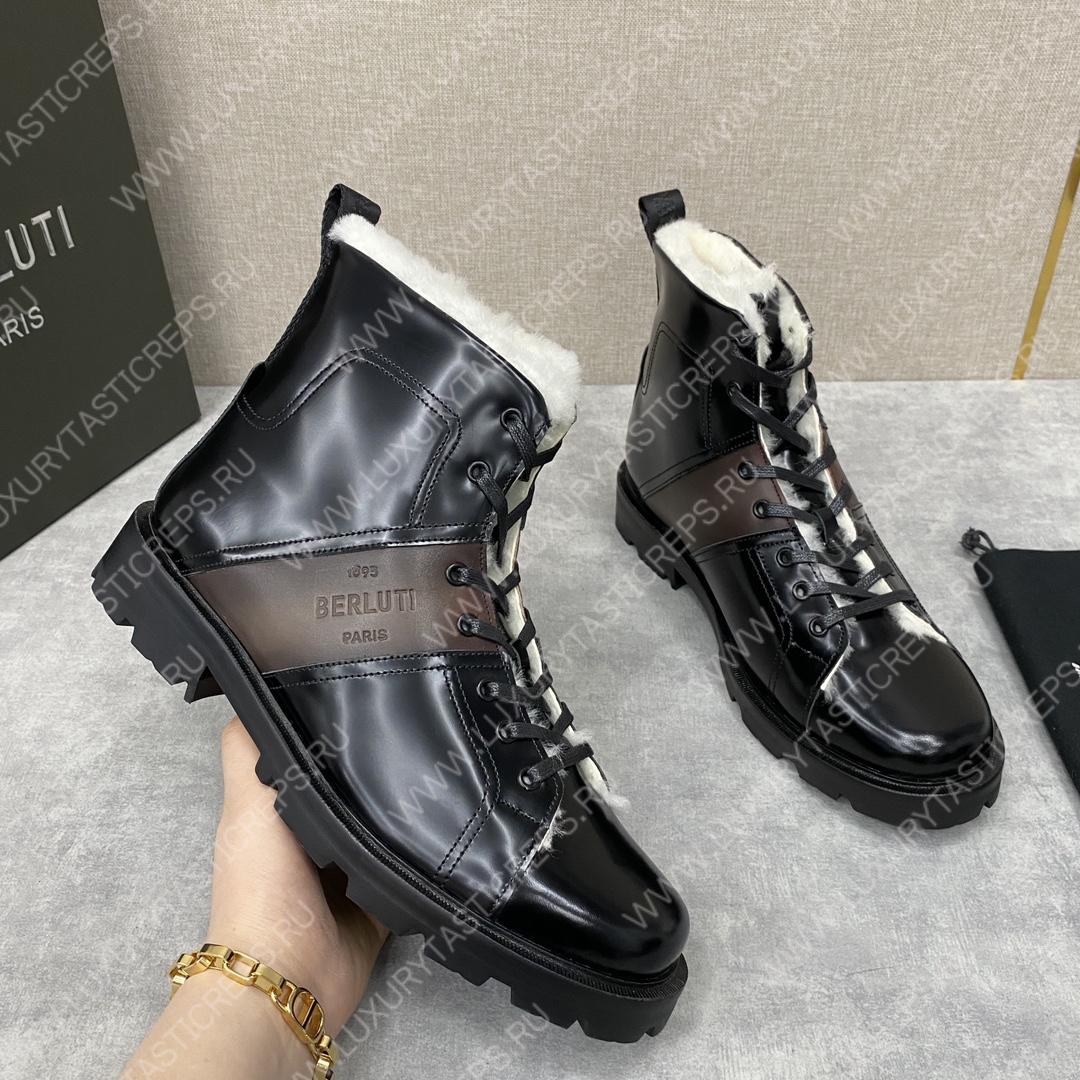 BERLUTI DEMESURE LACE-UP BOOT BLACK S5768-V1